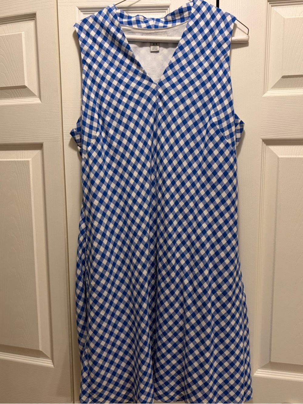Blue & White Gingham A-Line Women's Midi dress